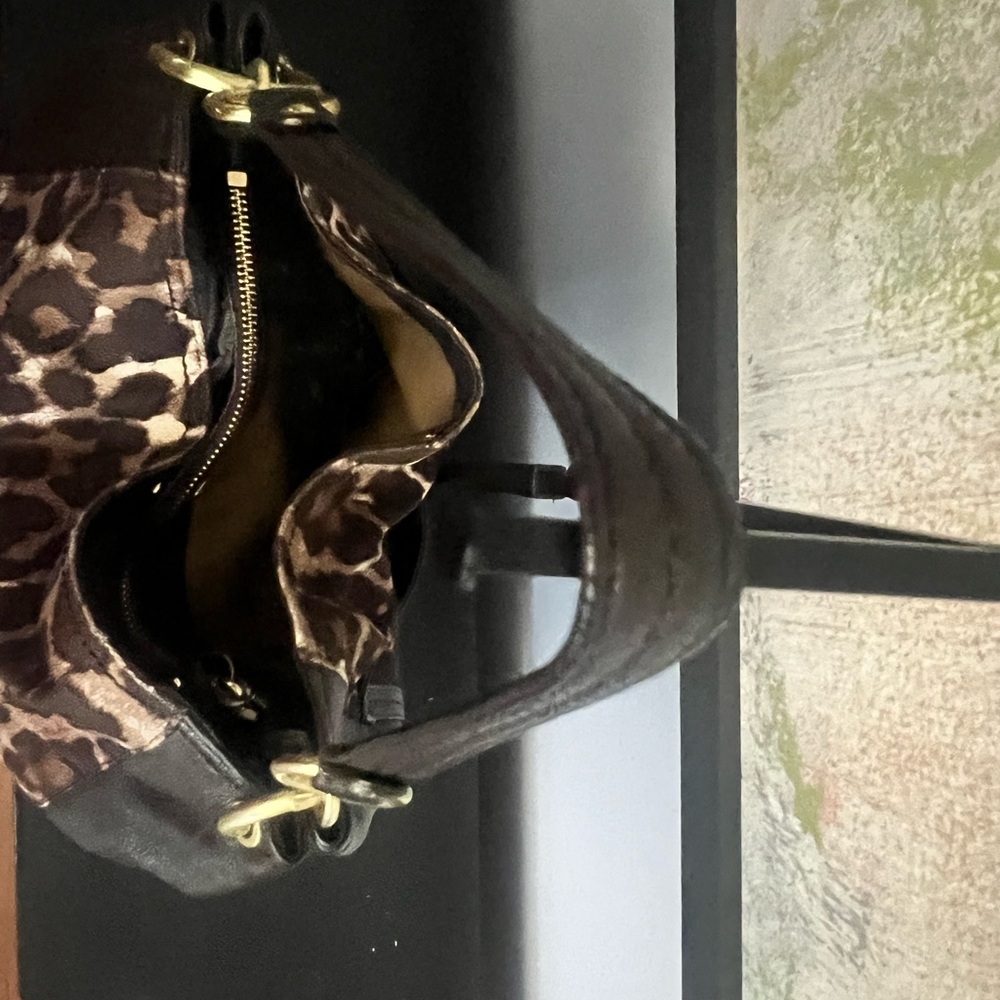 Coach Brown Park Chain Leopard Print Shoulder Bag - Picture 10 of 13